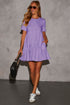 Tiered Round Neck Short Sleeve Mini Dress - Odaingerous